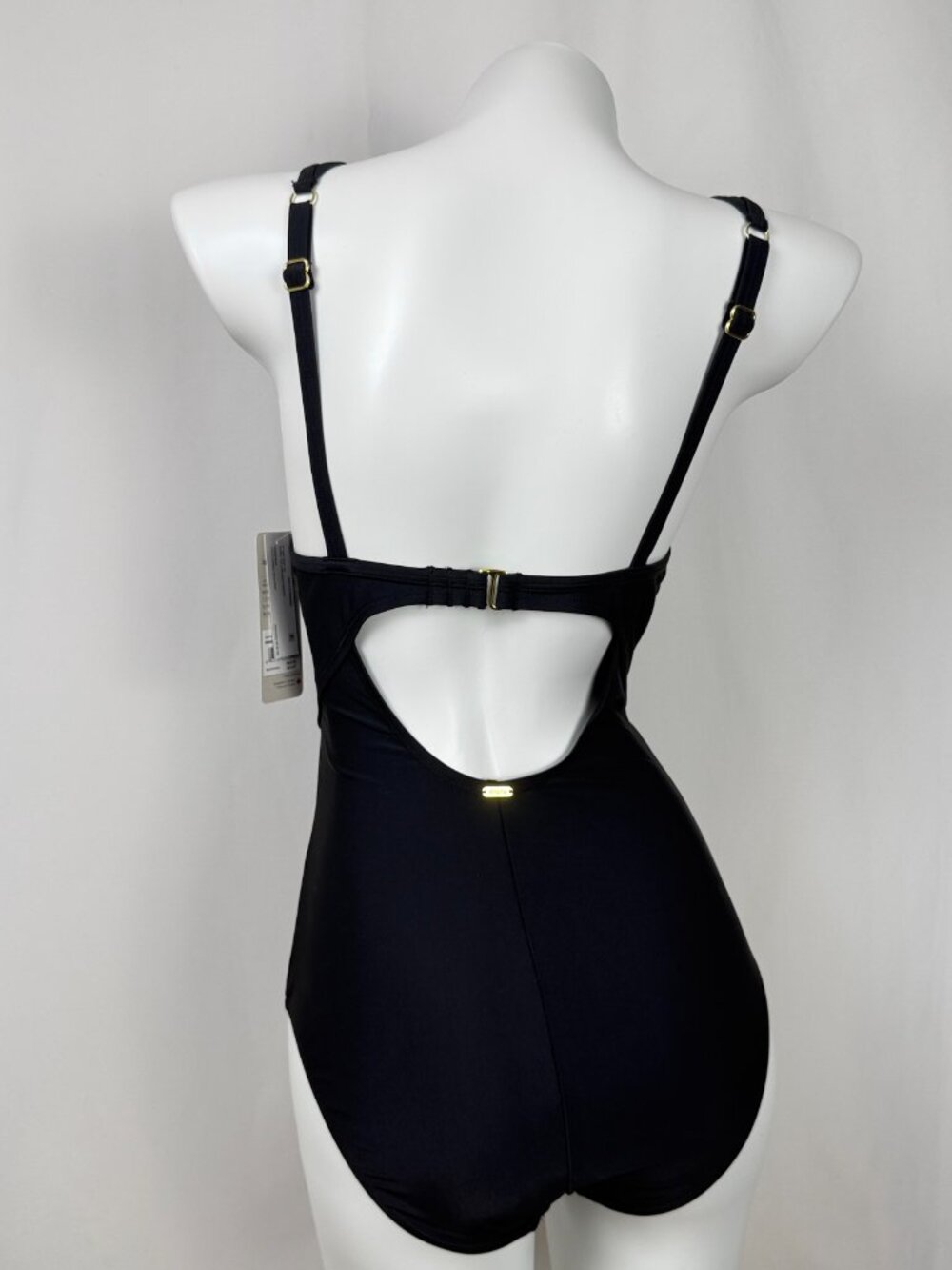 KRISTA Swimwear Womens High Neck Mesh One Piece Swimsuit Black Size M NWT - Picture 3 of 5